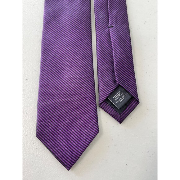 Express Silk Striped Necktie One Size Purple Black Career Formal Business Casual - Picture 3 of 6